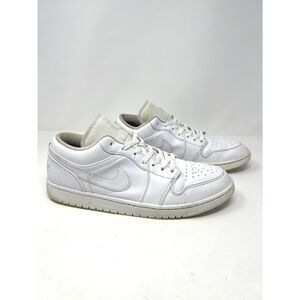 Nike Air Jordan 1 Low Triple White Leather Sneakers Mens Size 13